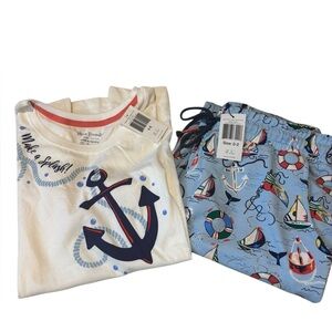 Vera Bradley Nautical Pajama Set - White and Blue